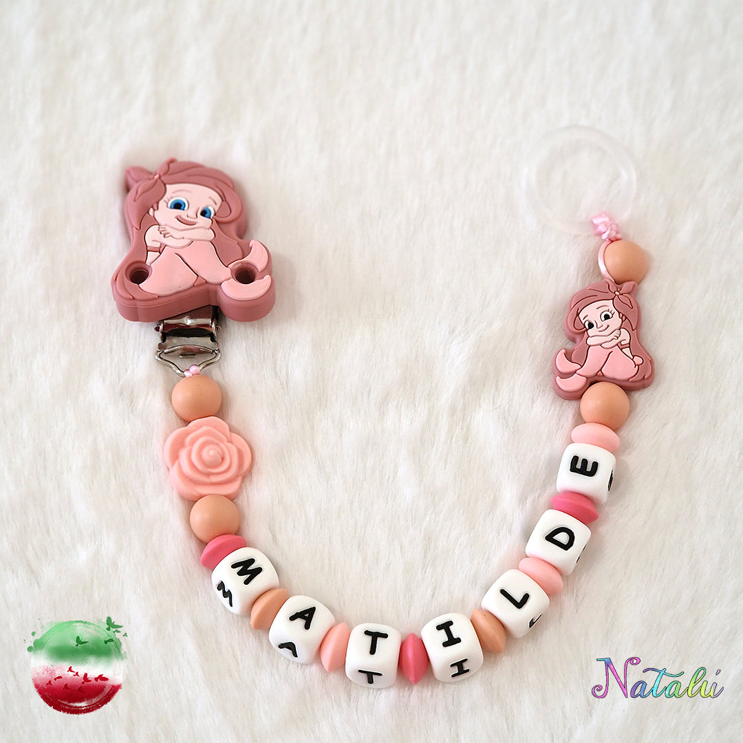 Chaîne de sucette sirène rose personnalisée