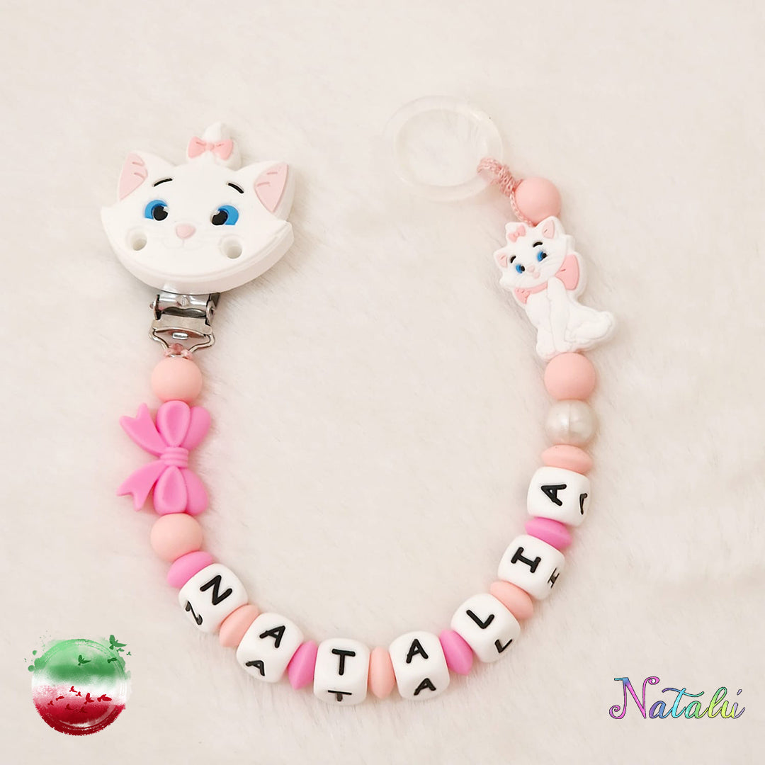 Rosa Minou personalisierte Schnullerkette