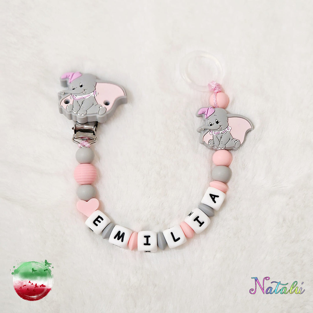 Chaîne de sucette Dumbo rose personnalisée