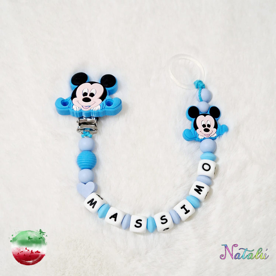 Personalisierte Mickey Mouse Baby Blue Schnullerkette