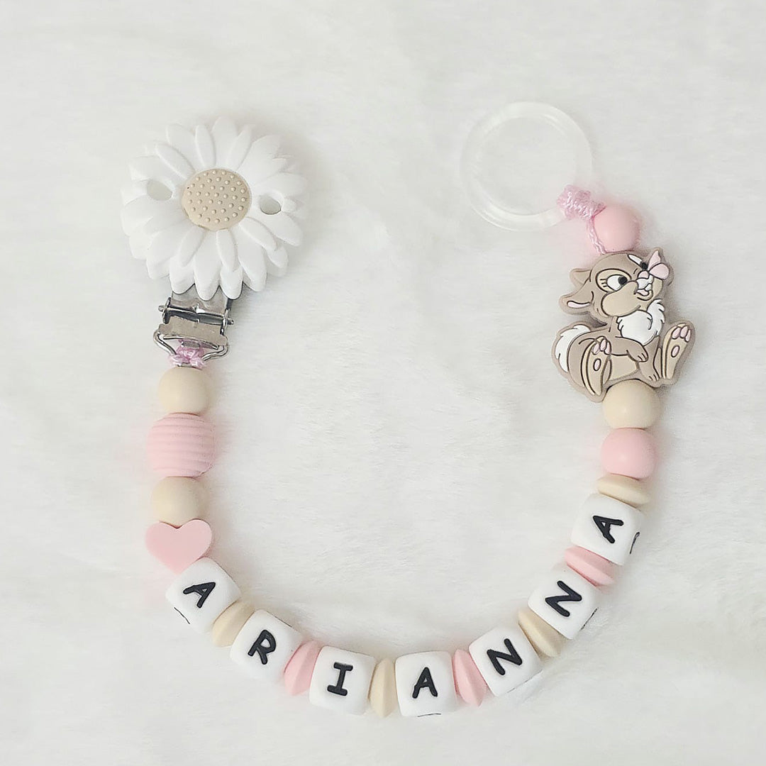 Personalized White Daisy Pacifier Chain
