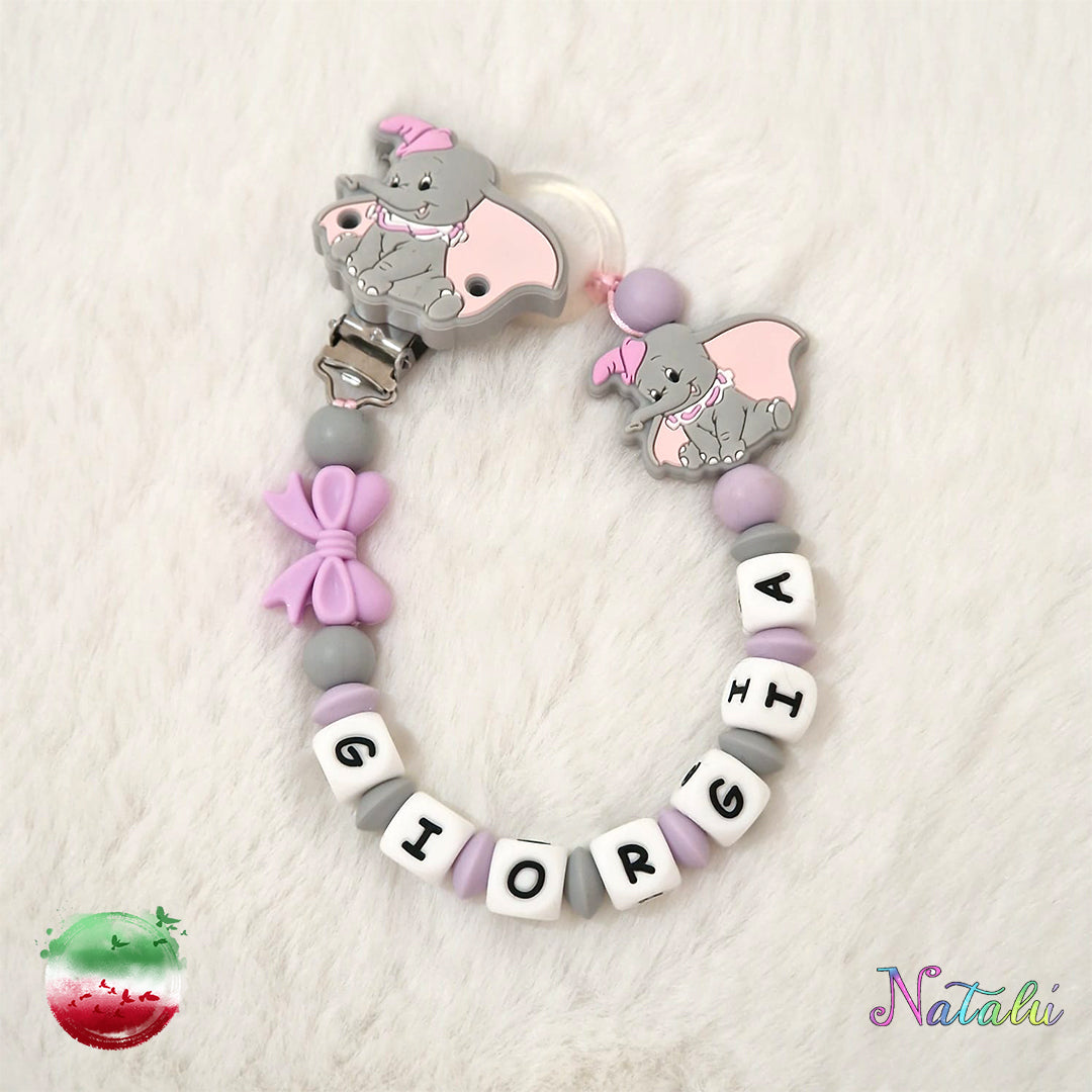 Chaîne de sucette Dumbo rose personnalisée