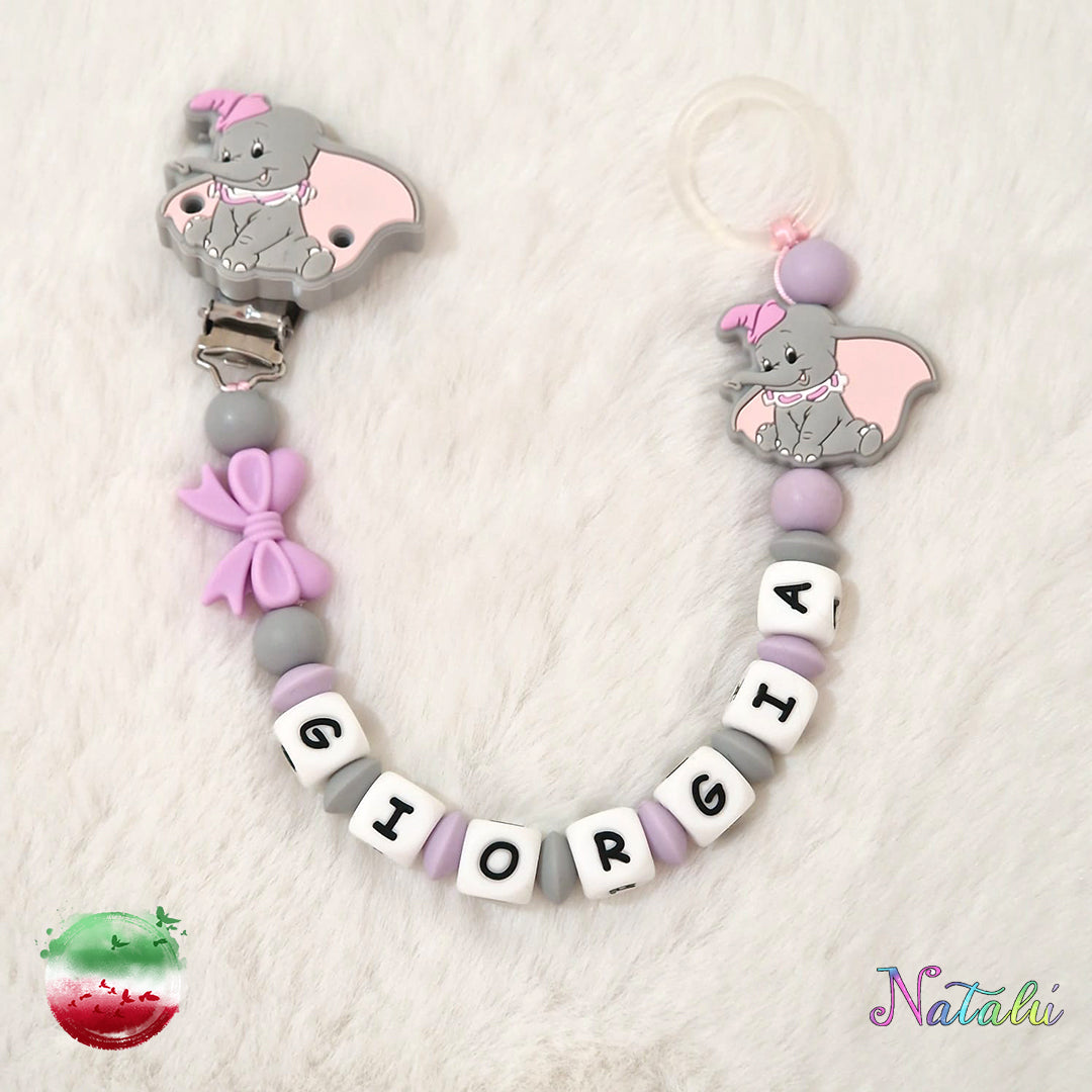 Chaîne de sucette Dumbo rose personnalisée