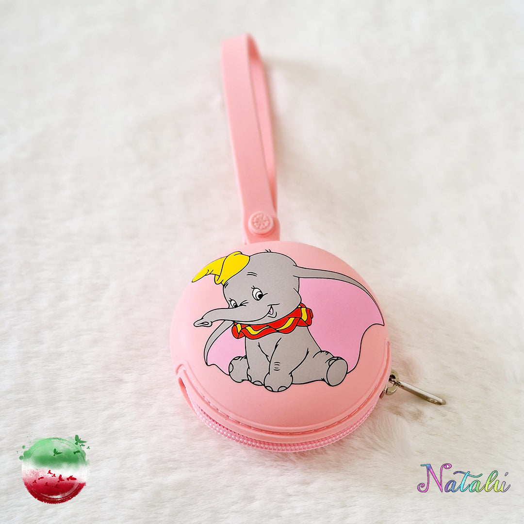 Pink Dumbo Silicone Pacifier Case