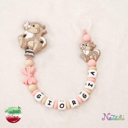 Pink Tamburina Personalized Pacifier Chain