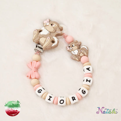 Pink Tamburina Personalized Pacifier Chain