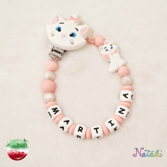 Pink Minou Personalized Pacifier Chain