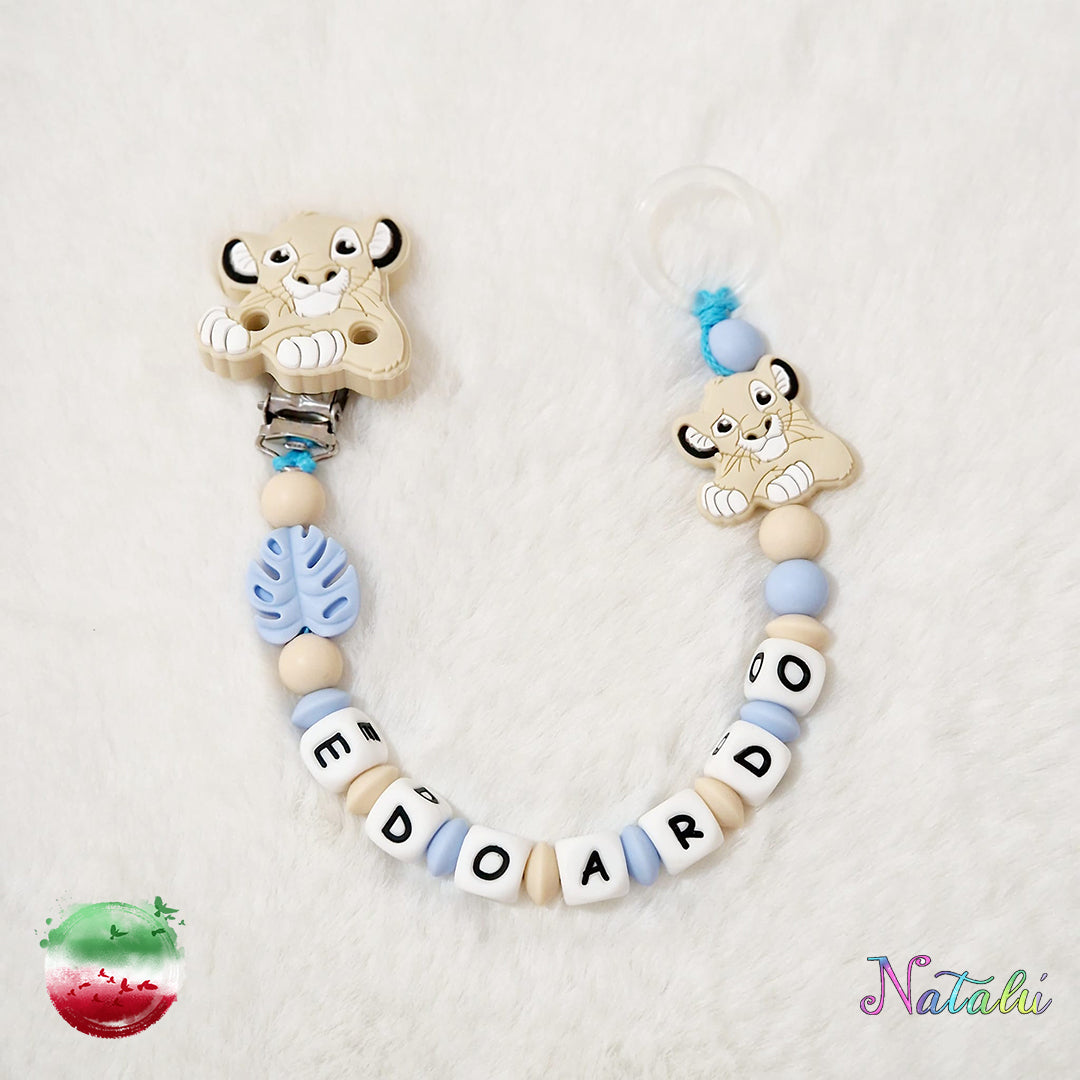 Personalized Simba Cream Pacifier Chain