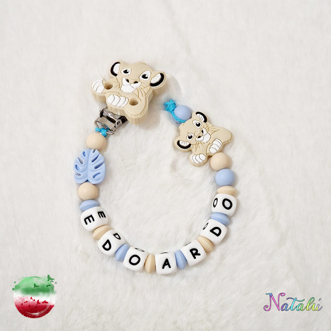 Personalized Simba Cream Pacifier Chain