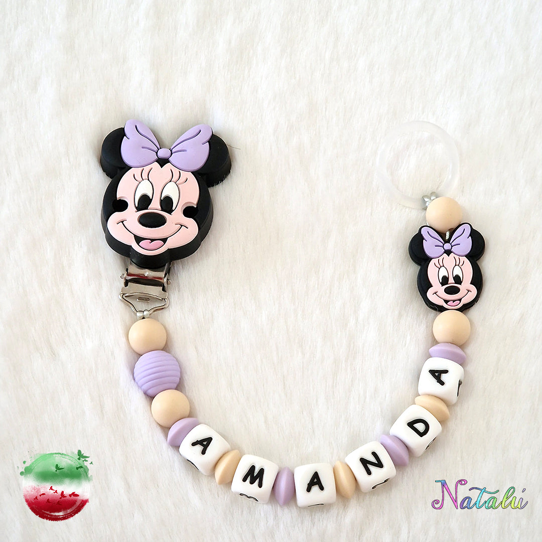 Catenella Portaciuccio Personalizzata Minnie Glicine