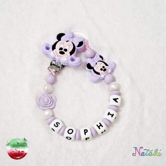 Personalized Pink Minnie Baby Pacifier Chain