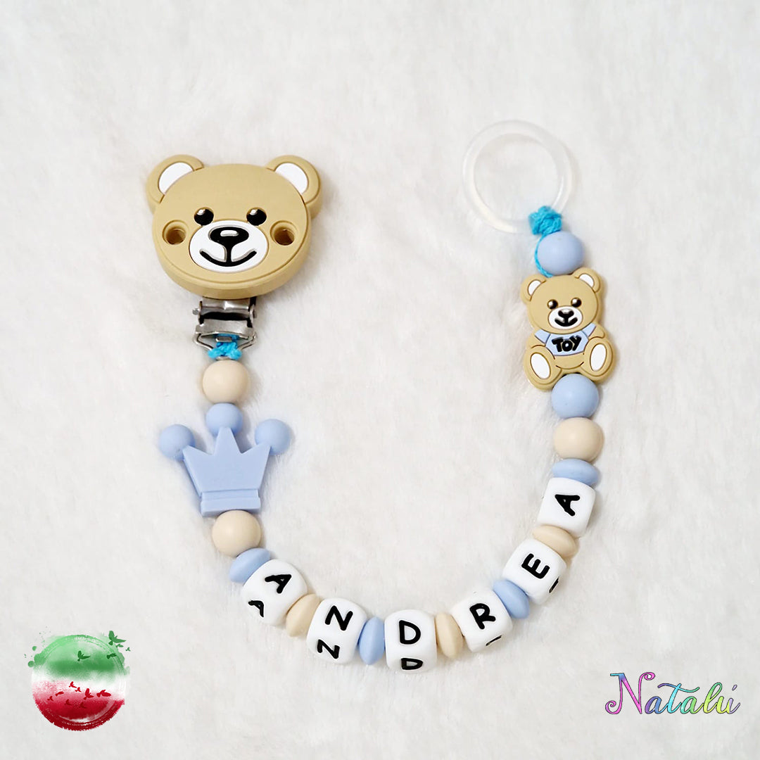 Personalized Moschino Cream Pacifier Chain