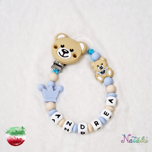 Personalized Moschino Cream Pacifier Chain