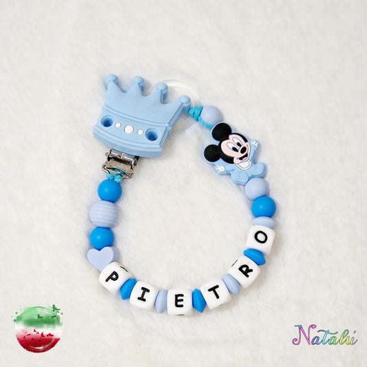 Personalized Pacifier Chain with Blue Crown