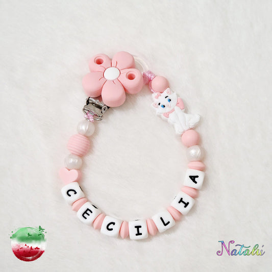 Personalized Pink Daisy Pacifier Chain