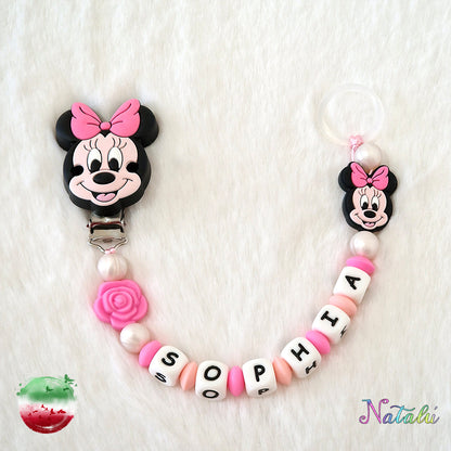 Personalized Pink Minnie Pacifier Chain