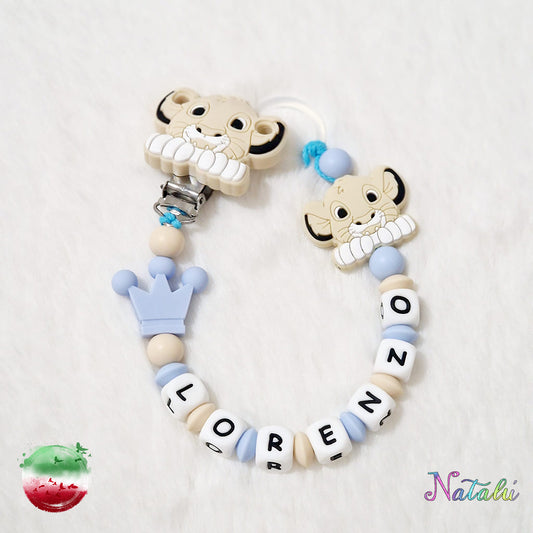 Personalized Baby Simba Cream Pacifier Chain