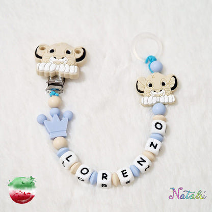 Personalized Baby Simba Cream Pacifier Chain