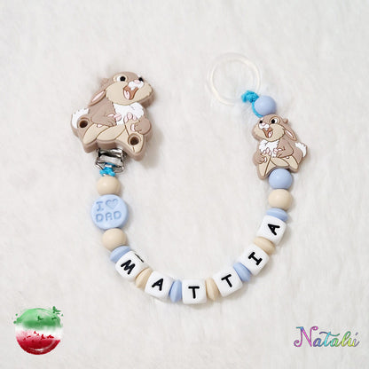 Personalized Pacifier Chain Drummer Cream