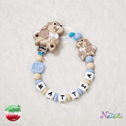 Personalized Pacifier Chain Drummer Cream