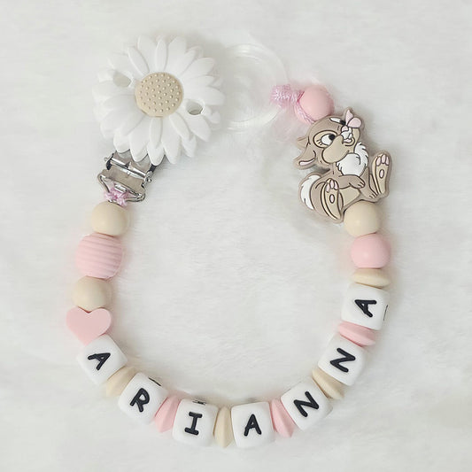Personalized White Daisy Pacifier Chain