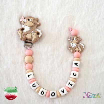 Pink Tamburina Personalized Pacifier Chain