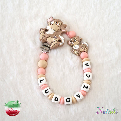 Pink Tamburina Personalized Pacifier Chain