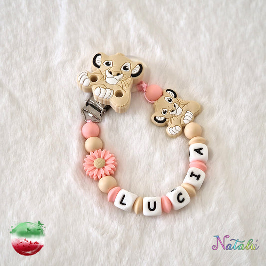 Personalized Simba Cream Pacifier Chain