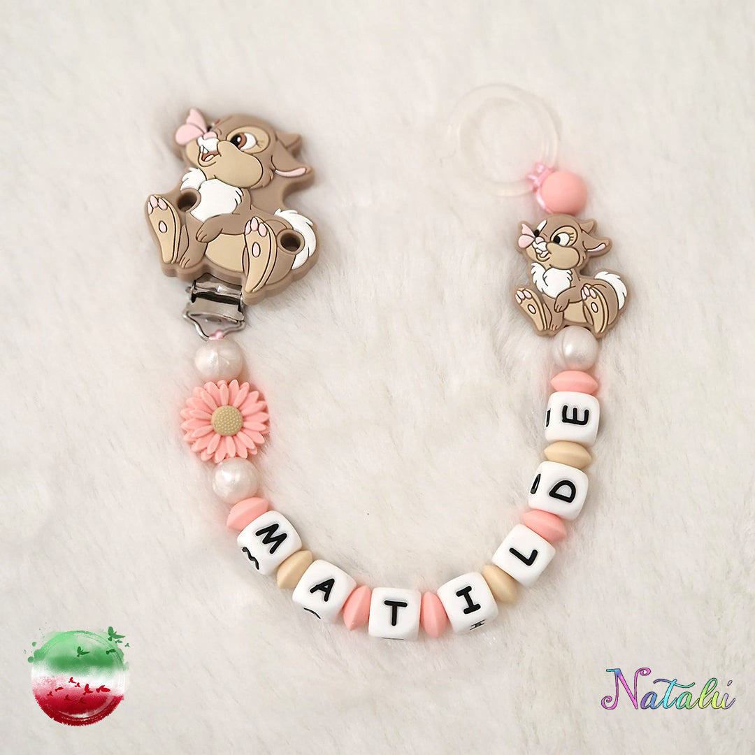 Pink Tamburina Personalized Pacifier Chain