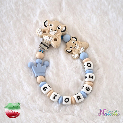 Personalized Simba Cream Pacifier Chain