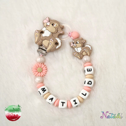 Pink Tamburina Personalized Pacifier Chain