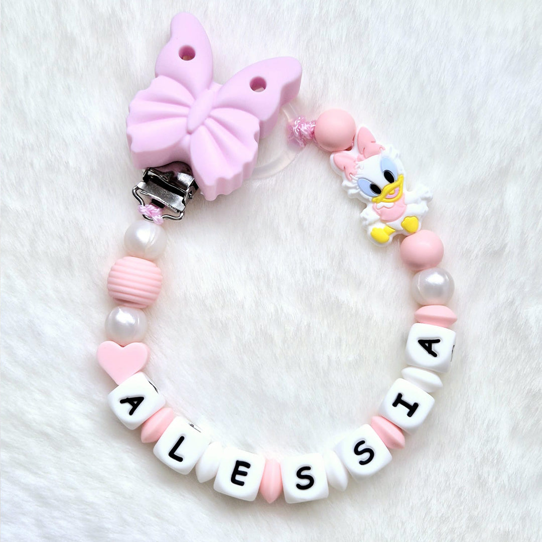 Personalized Pink Butterfly Pacifier Chain