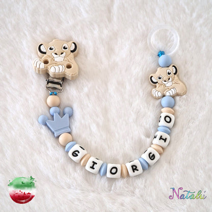 Personalized Simba Cream Pacifier Chain