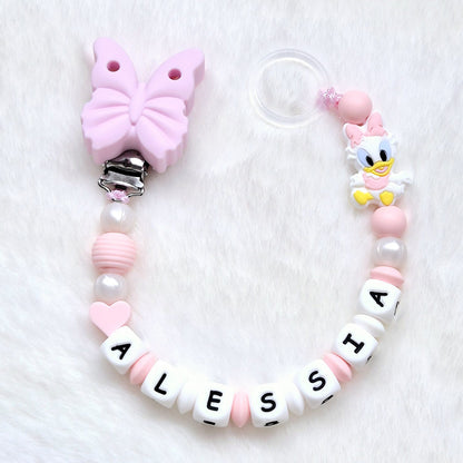 Personalized Pink Butterfly Pacifier Chain