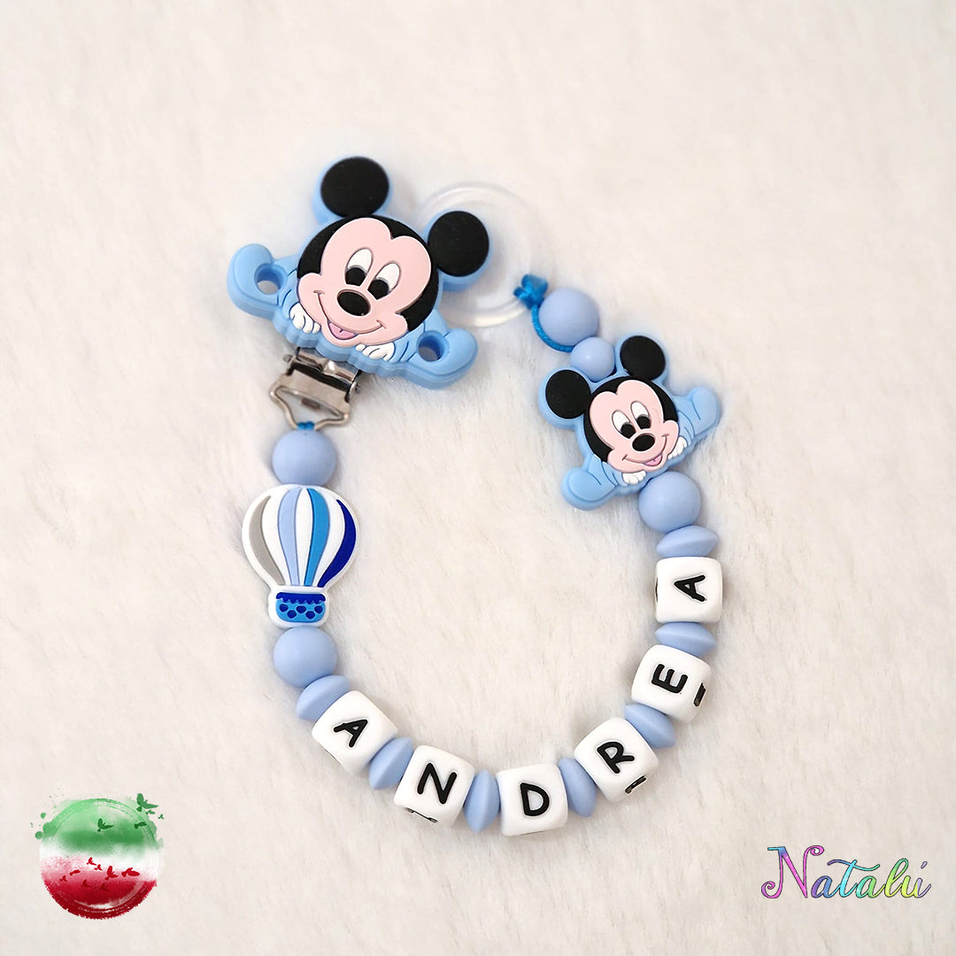 Personalisierte Mickey Mouse Baby Blue Schnullerkette