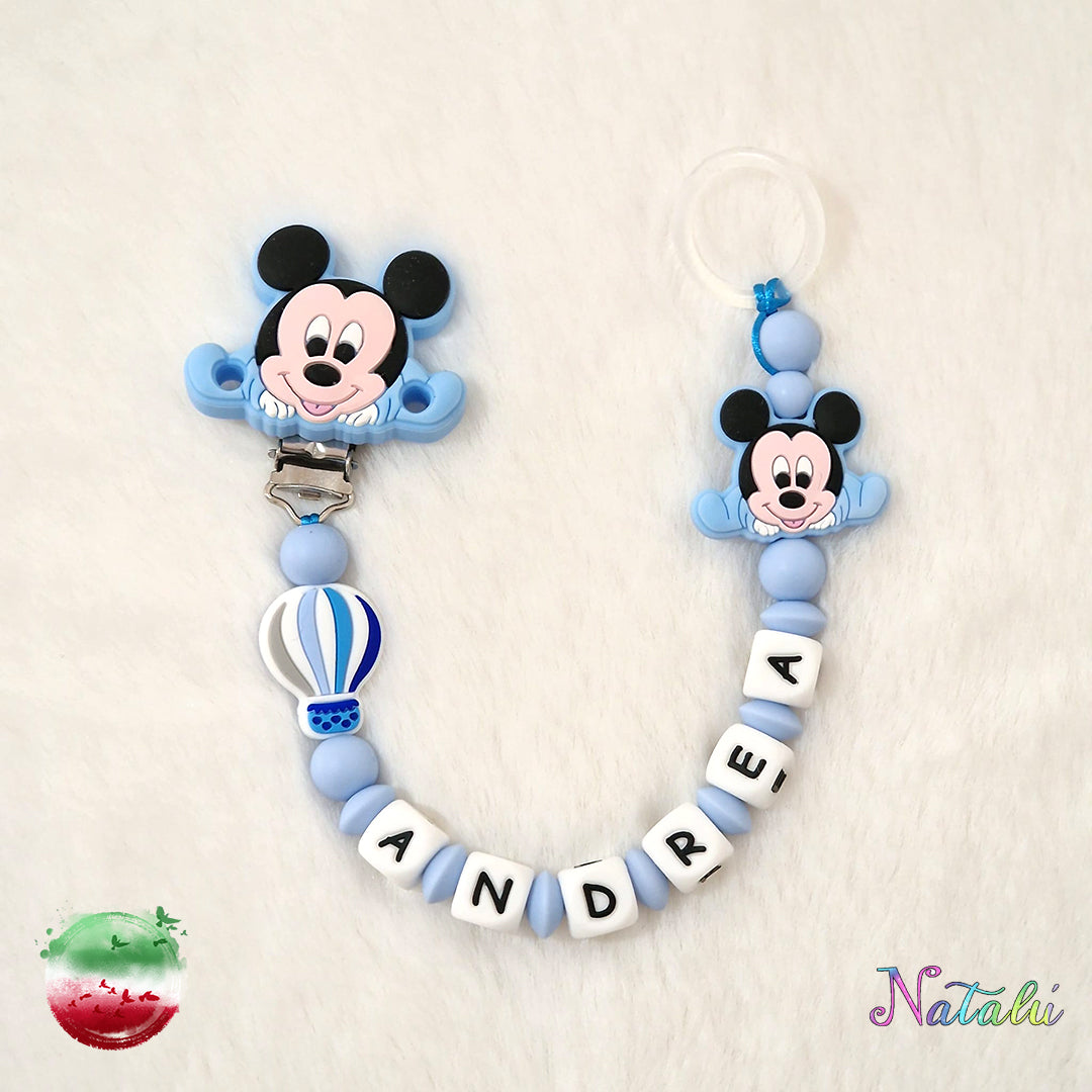 Personalisierte Mickey Mouse Baby Blue Schnullerkette