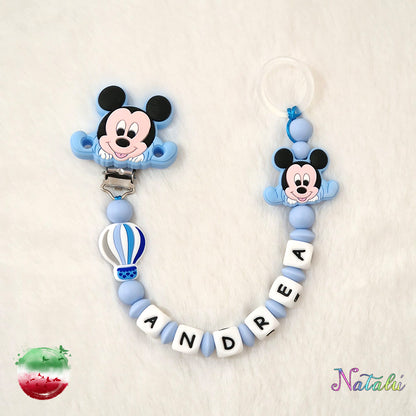 Personalized Mickey Mouse Baby Blue Pacifier Chain