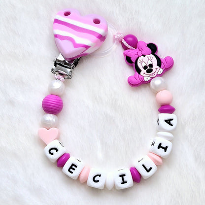 Personalized Fuchsia Heart Pacifier Chain