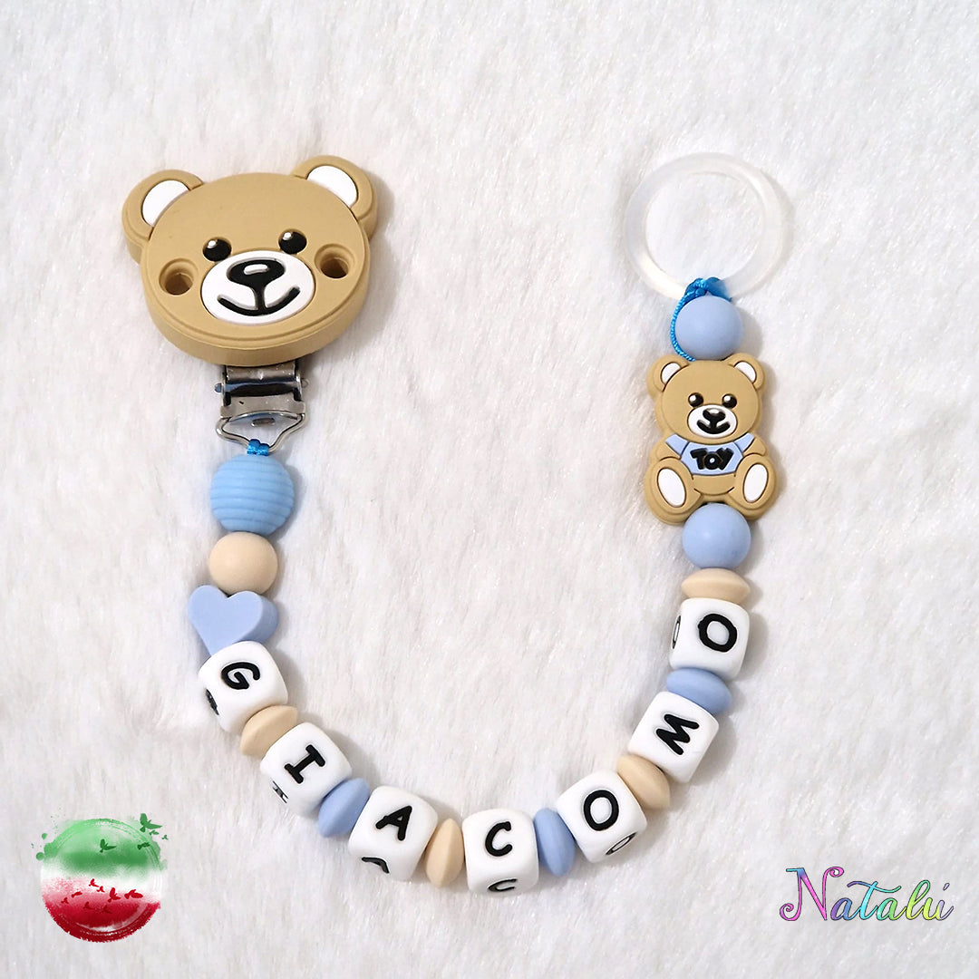 Personalized Moschino Cream Pacifier Chain