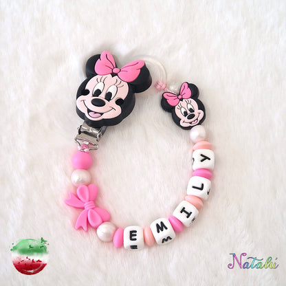 Chaîne de sucette Minnie rose personnalisée