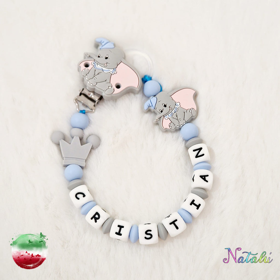 Personalized Dumbo Light Blue Pacifier Chain