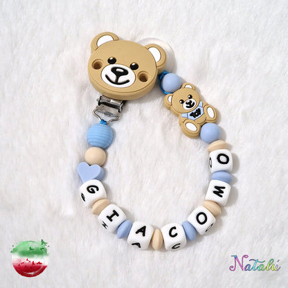 Personalized Moschino Cream Pacifier Chain