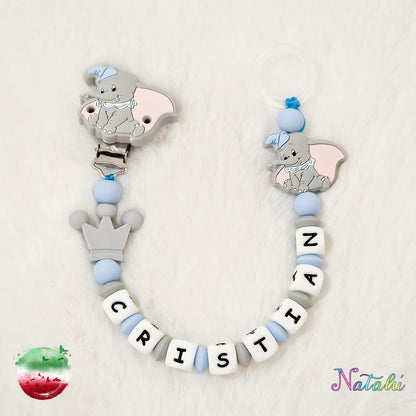 Personalized Dumbo Light Blue Pacifier Chain