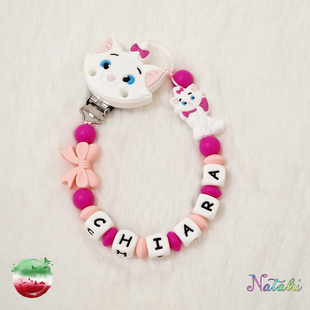 Personalized Pacifier Chain Minou Fuchsia