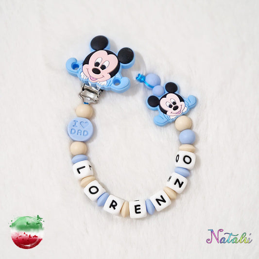 Personalisierte Mickey Mouse Baby Blue Schnullerkette