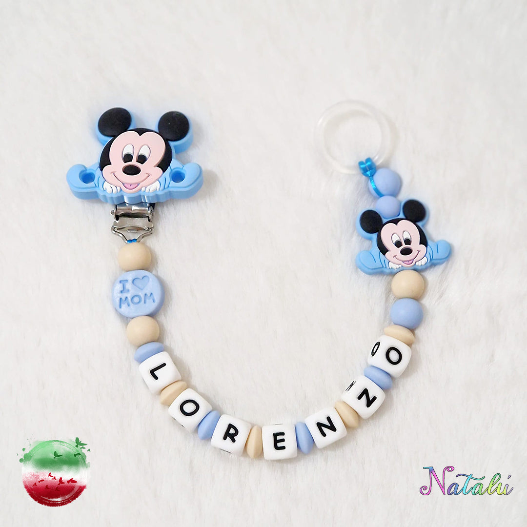 Personalisierte Mickey Mouse Baby Blue Schnullerkette