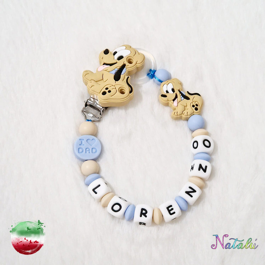 Personalized Pacifier Chain Pluto Cream