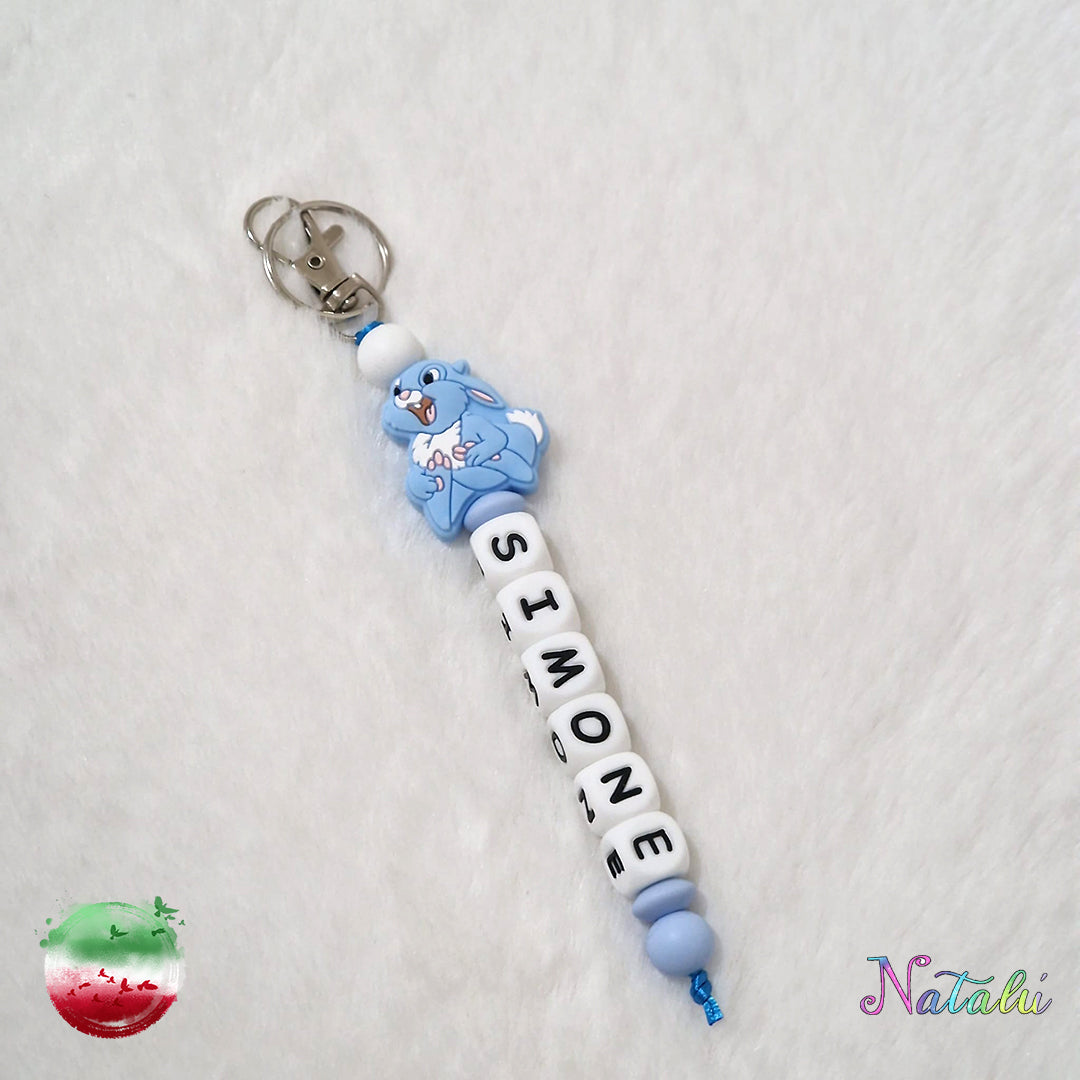 Personalized Blue Drummer Keyring