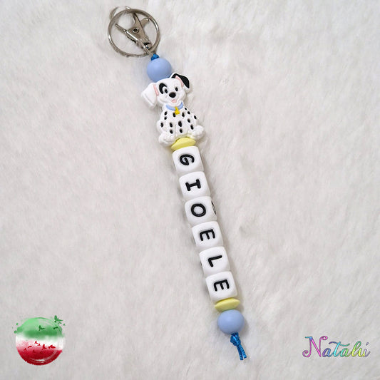 Personalized Blue Dalmatian Keyring