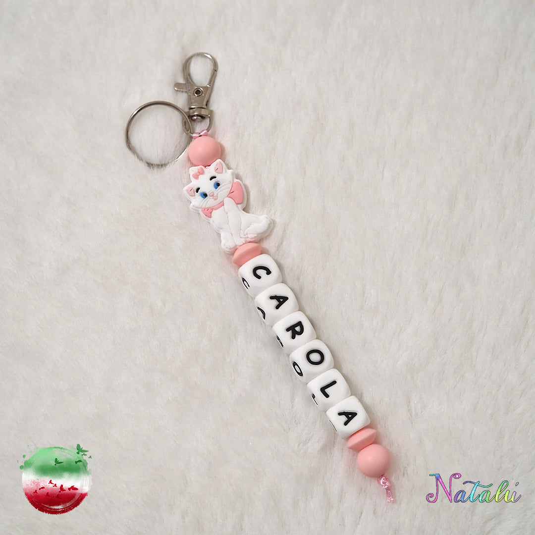 Personalized Pink Minou Keyring